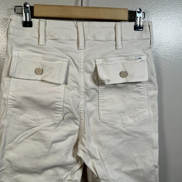 Mother Patch Pocket Private Ankle Fray Pants Size 25 Creampuffs Ivory High Rise - Picture 9 of 14